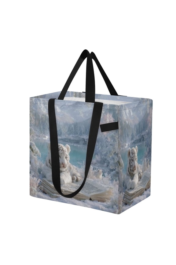 Shoulderbag Canvas Tote Multi-Use Bag In Cozy Book Cub Pattern