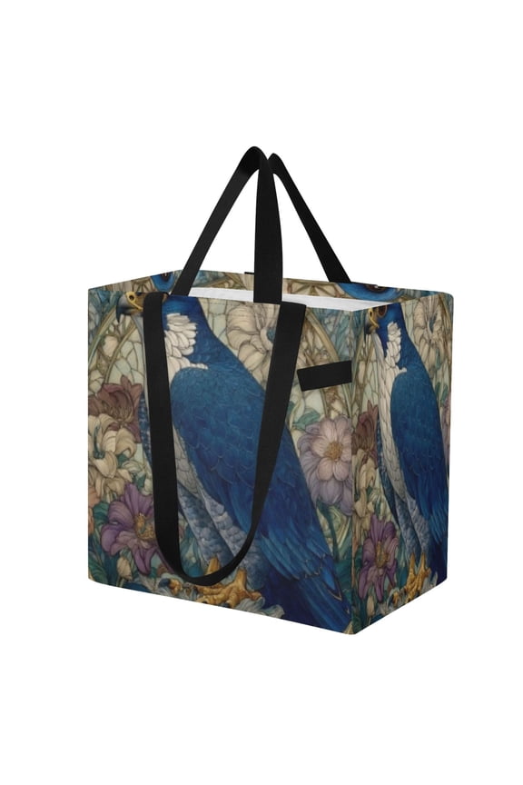 Shoulderbag Canvas Tote Multi-Use Bag In Floral Blue Falcon Pattern