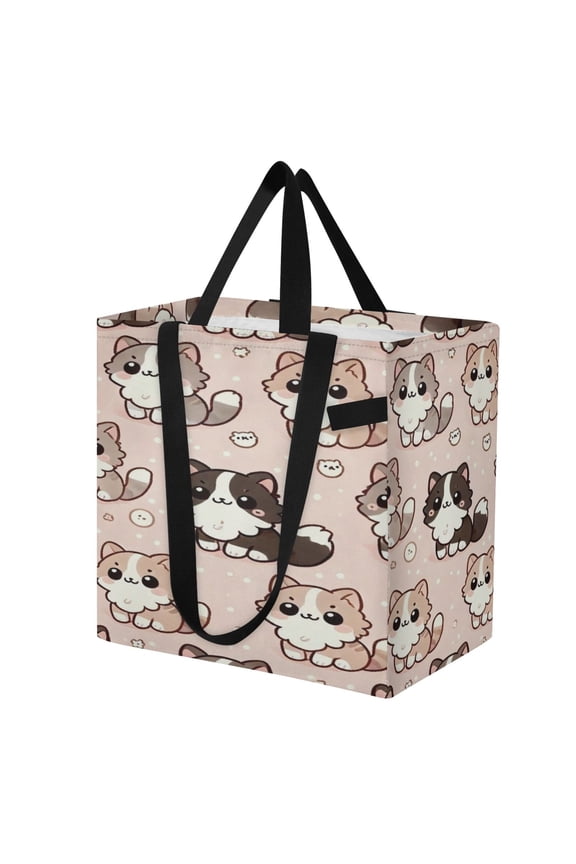 Shoulderbag Canvas Tote Multi-Use Bag In Furry Kitten Collage Pattern
