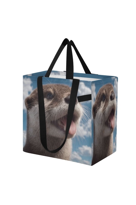 Shoulderbag Canvas Tote Multi-Use Bag In Grin in Cloudy Skies Pattern