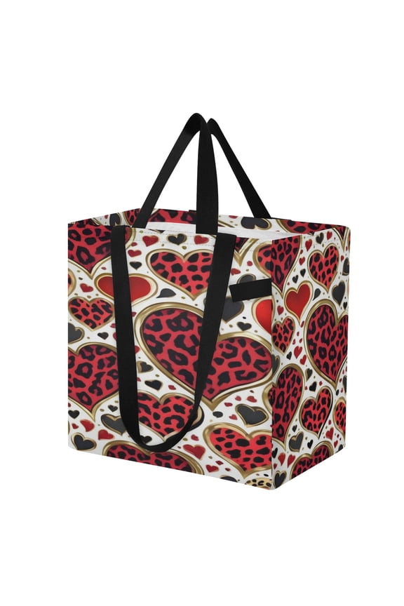 Shoulderbag Canvas Tote Multi-Use Bag In Leopard Heart Edgy Print Pattern