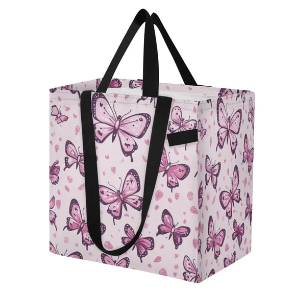 DIXRUYEE Shoulderbag Canvas Tote Multi-Use Bag In Pink Butterfly Bliss Pattern