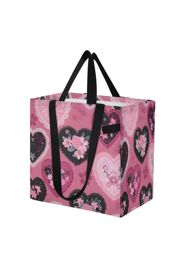 Shoulderbag Canvas Tote Multi-Use Bag In Romantic Gothic Heart Pattern
