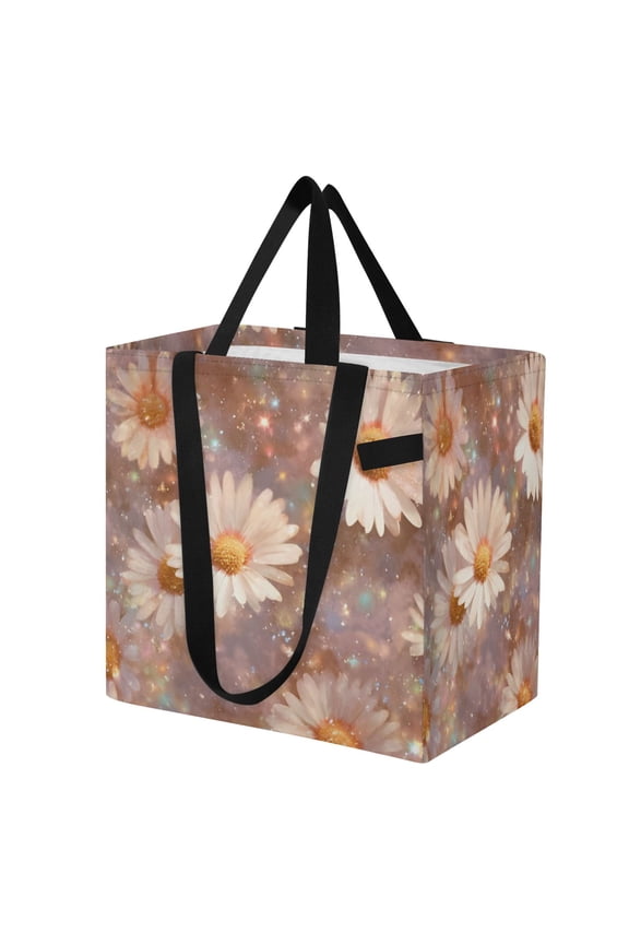 Shoulderbag Canvas Tote Multi-Use Bag In Sparkly Daisies Pattern