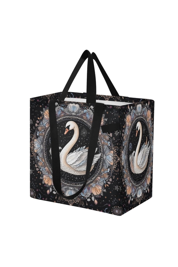 Shoulderbag Canvas Tote Multi-Use Bag In Swan in Celestial Bloom Pattern