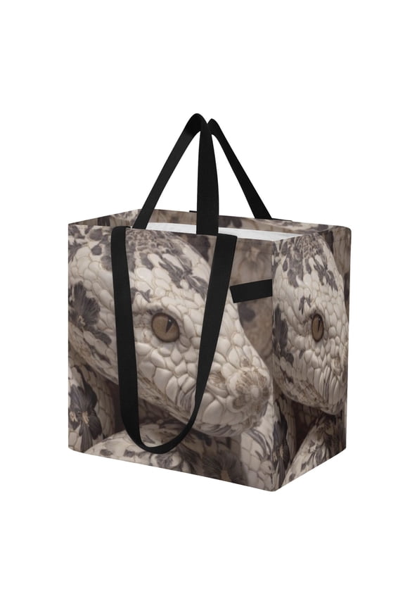 Shoulderbag Canvas Tote Multi-Use Bag In Textured Floral Snake Pattern