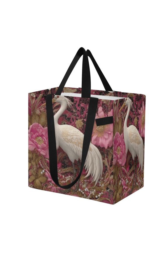 Shoulderbag Canvas Tote Multi-Use Bag In Vibrant Bloom Crane Pattern