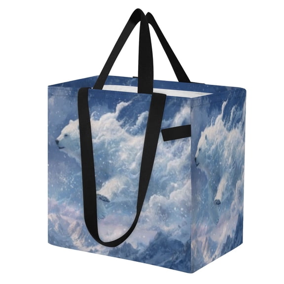 DIXRUYEE Shoulderbag Canvas Tote Multi-Use Bag In Wave Polar Bear Pattern