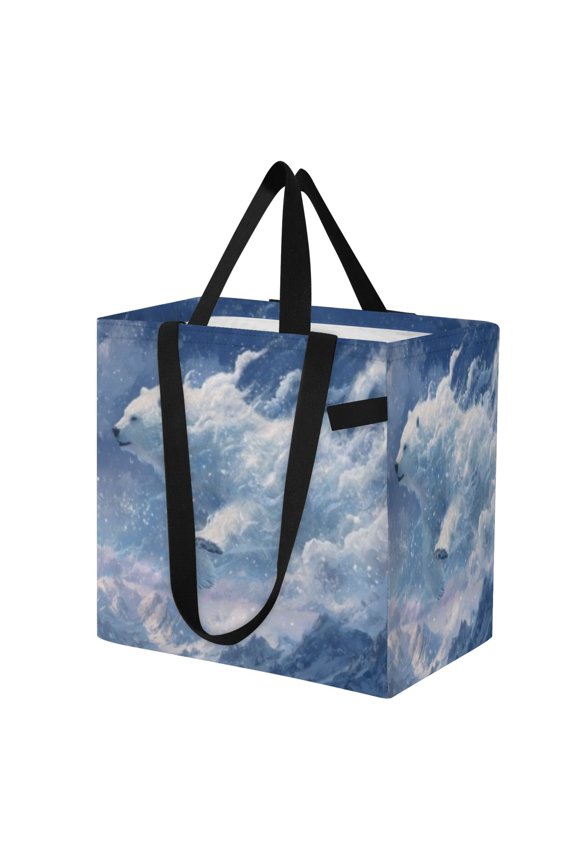 Shoulderbag Canvas Tote Multi-Use Bag In Wave Polar Bear Pattern