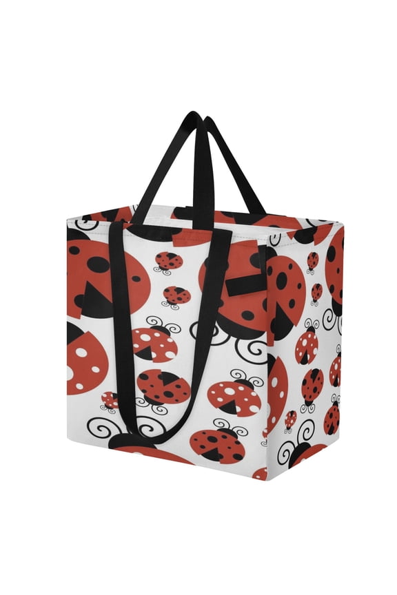 Shoulderbag Canvas Tote Multi-Use Bag In Whimsical Ladybugs Carnival Pattern