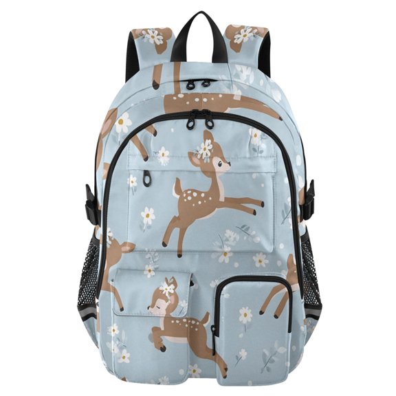 DIXRUYEE Sika Deer Pattern Backpack for School 14Laptop Compatible with Reflective Safety Strips