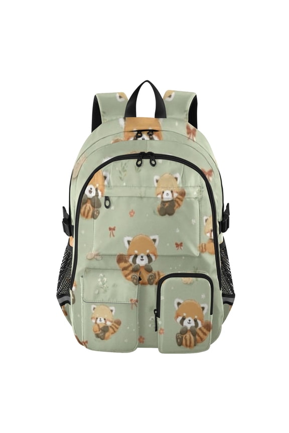 Snuggly Red Panda Backpack for School 14Laptop Compatible with Reflective Safety Strips