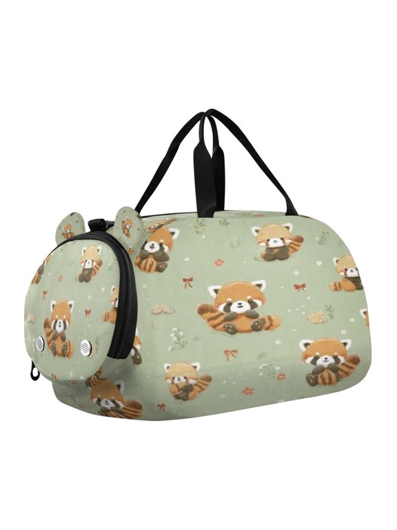 Snuggly Red Panda Scale Duffel Bag With Ventilated Shoe Pocket & Adjustable Strap for Gym, Dance & Travel