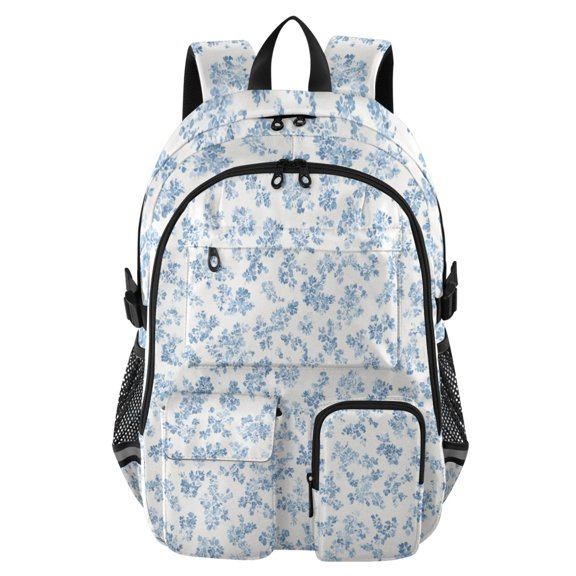 DIXRUYEE Soft Blue Sprig Backpack for School 14Laptop Compatible with Reflective Safety Strips