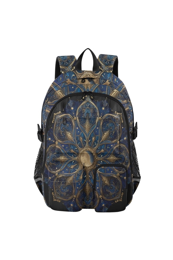Solar Flare Mandala Backpack for School 14Laptop Compatible with Reflective Safety Strips