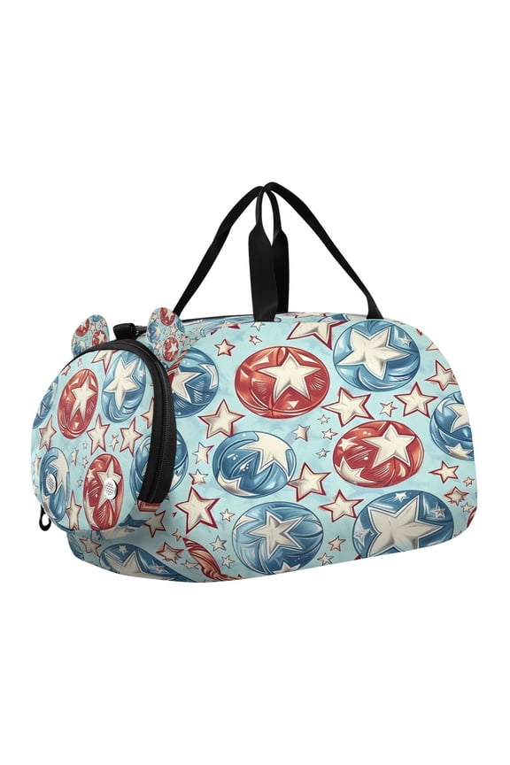 Sphere Five-pointed Star Pattern Scale Duffel Bag With Ventilated Shoe Pocket & Adjustable Strap for Gym, Dance & Travel