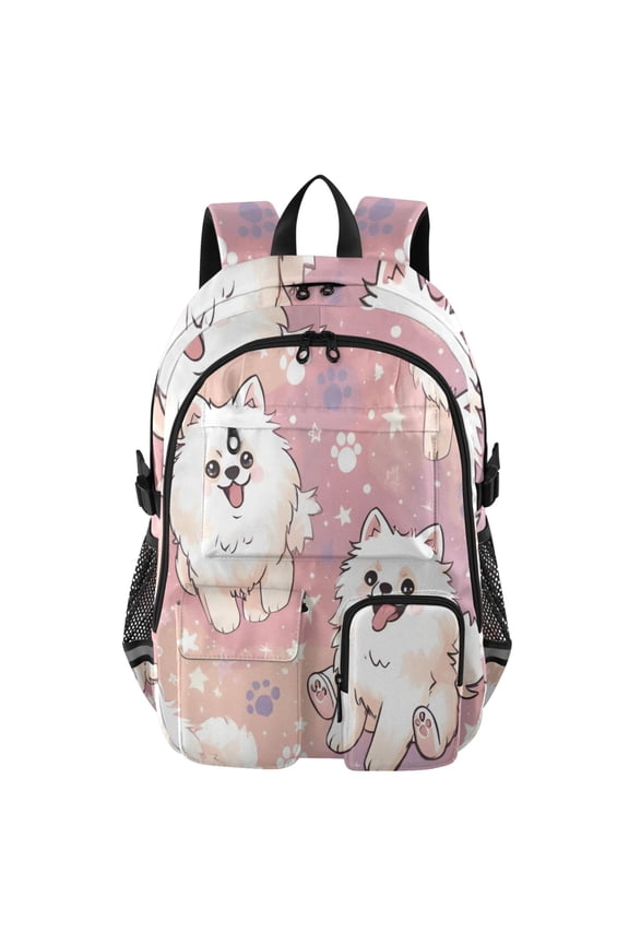 Starry Poms Backpack for School 14”Laptop Compatible with Reflective Safety Strips