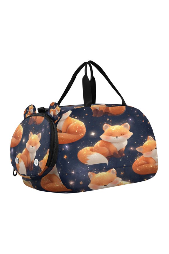Starry Sky Fox Pattern Scale Duffel Bag With Ventilated Shoe Pocket & Adjustable Strap for Gym, Dance & Travel