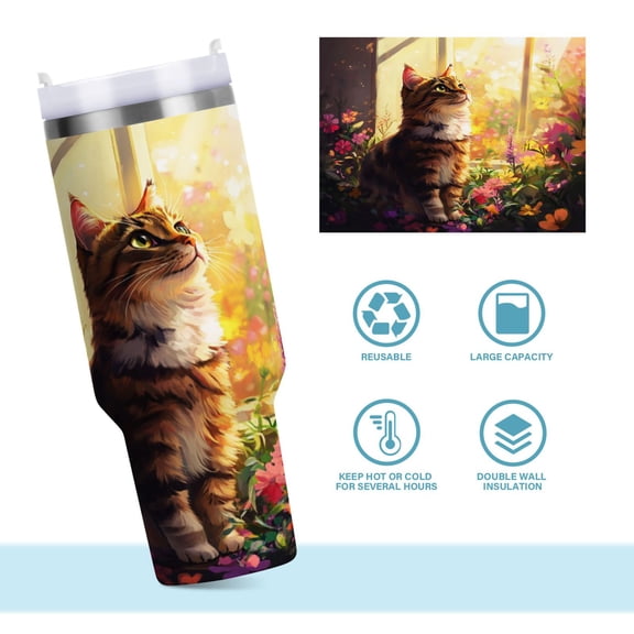 DIXRUYEE Steel Water Bottles Tumbler Creative 0_0 (7) Pattern 40oz/30oz