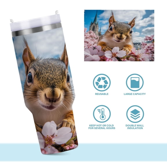 DIXRUYEE Steel Water Bottles Tumbler Creative Blossom Buddy Pattern 40oz/30oz