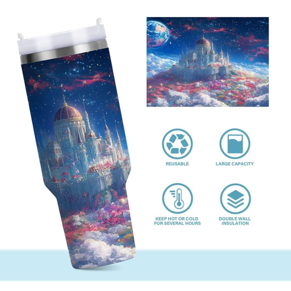 DIXRUYEE Steel Water Bottles Tumbler Creative Blossoming Paradise Pattern 40oz/30oz