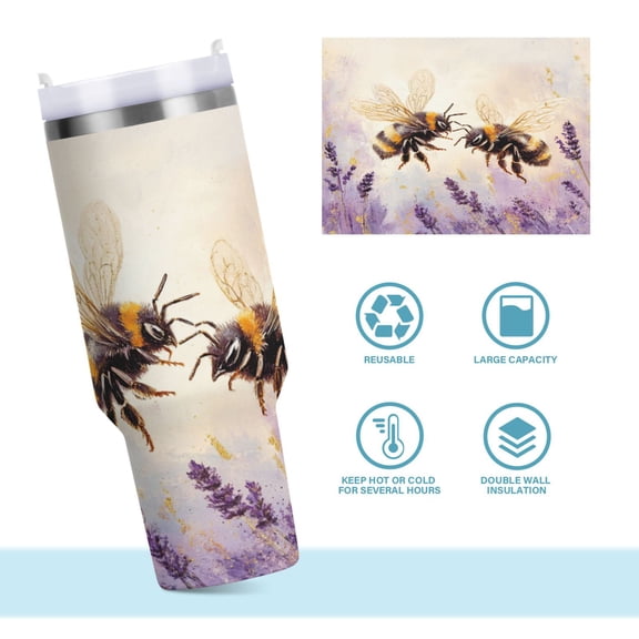 DIXRUYEE Steel Water Bottles Tumbler Creative Buzzing Harmony Pattern 40oz/30oz