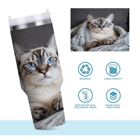 DIXRUYEE Steel Water Bottles Tumbler Creative Cozy Cat Cuddle Pattern 40oz/30oz