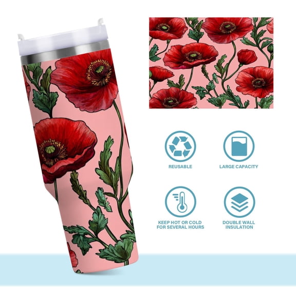 DIXRUYEE Steel Water Bottles Tumbler Creative Floral Love Fest Pattern 40oz/30oz