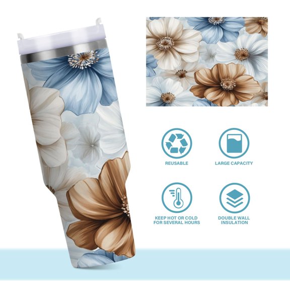 DIXRUYEE Steel Water Bottles Tumbler Creative Floral Serenade Pattern 40oz/30oz