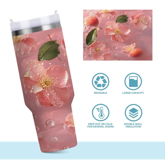 DIXRUYEE Steel Water Bottles Tumbler Creative Floral Water Dance Pattern 40oz/30oz