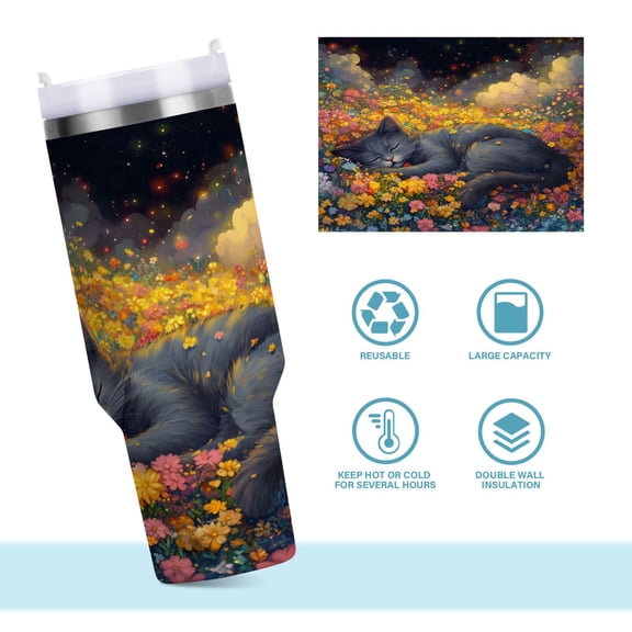 DIXRUYEE Steel Water Bottles Tumbler Creative Flower-filled Dreams Pattern 40oz/30oz