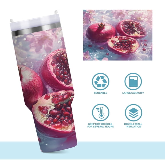DIXRUYEE Steel Water Bottles Tumbler Creative Fruity Elegance Pattern 40oz/30oz