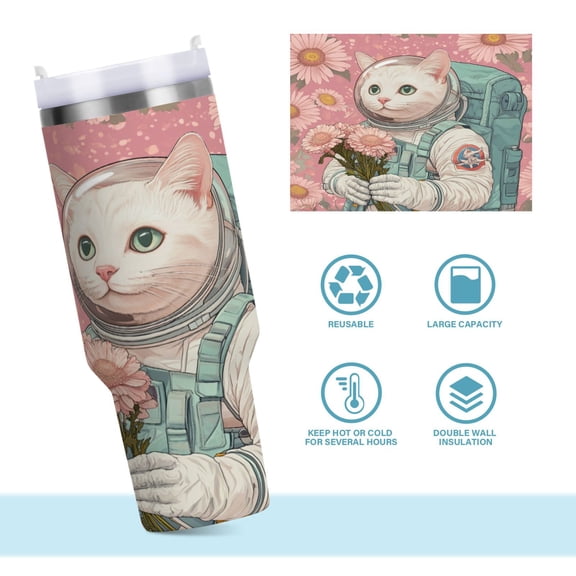 DIXRUYEE Steel Water Bottles Tumbler Creative Galactic Flower Explorer Pattern 40oz/30oz