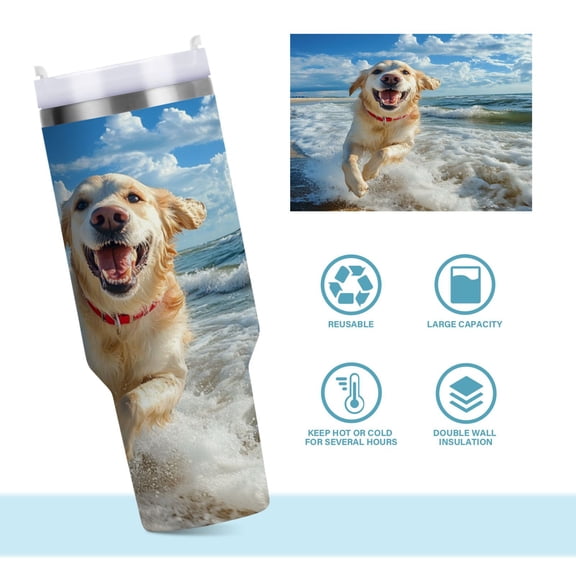 DIXRUYEE Steel Water Bottles Tumbler Creative Golden Joy Pattern 40oz/30oz