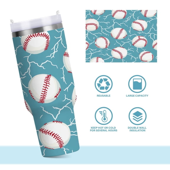 DIXRUYEE Steel Water Bottles Tumbler Creative Lightning Struck Baseballs Pattern 40oz/30oz
