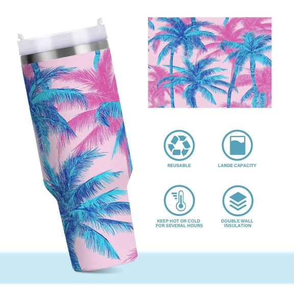 DIXRUYEE Steel Water Bottles Tumbler Creative Palm Paradise Pattern 40oz/30oz