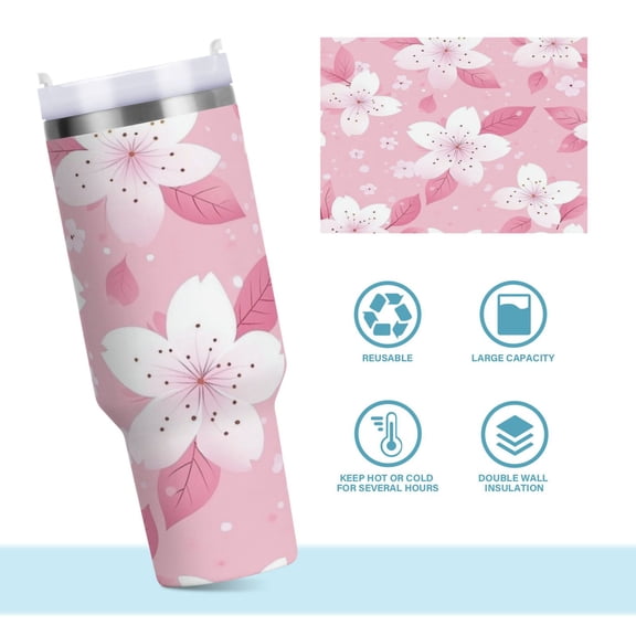DIXRUYEE Steel Water Bottles Tumbler Creative Pretty Blossom Pattern Pattern 40oz/30oz