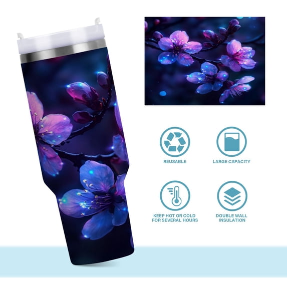 DIXRUYEE Steel Water Bottles Tumbler Creative Radiant Petals Pattern 40oz/30oz