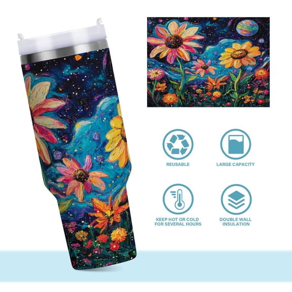 DIXRUYEE Steel Water Bottles Tumbler Creative Starlit Sunrise Pattern 40oz/30oz