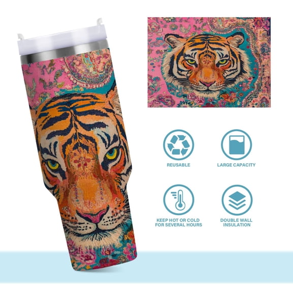 DIXRUYEE Steel Water Bottles Tumbler Creative Stripes on Pink Pattern 40oz/30oz