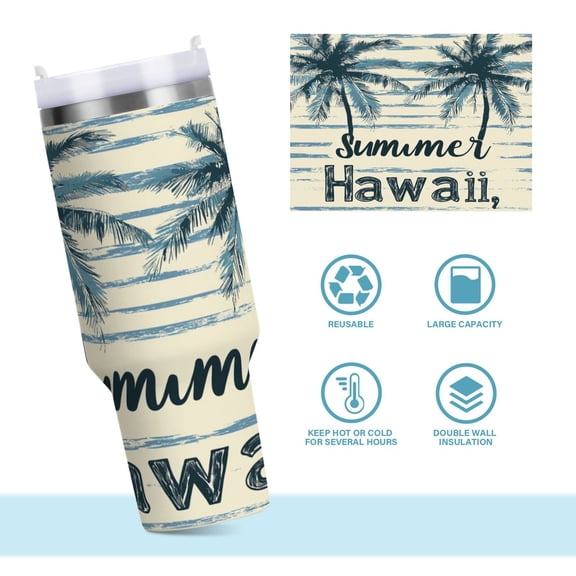 DIXRUYEE Steel Water Bottles Tumbler Creative Summer Paradise Pattern 40oz/30oz