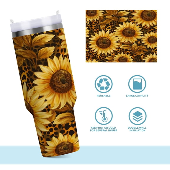 DIXRUYEE Steel Water Bottles Tumbler Creative Sunflower Serenade Pattern 40oz/30oz