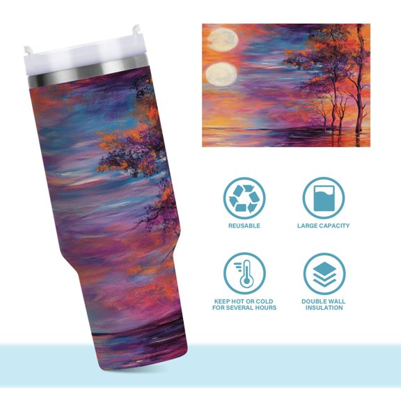 DIXRUYEE Steel Water Bottles Tumbler Creative Sunlit Harmony Pattern 40oz/30oz
