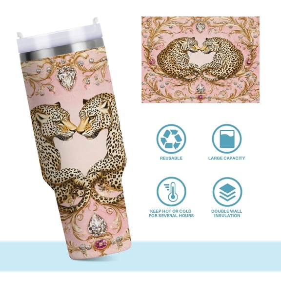 DIXRUYEE Steel Water Bottles Tumbler Creative The Leopard's Dance Pattern 40oz/30oz
