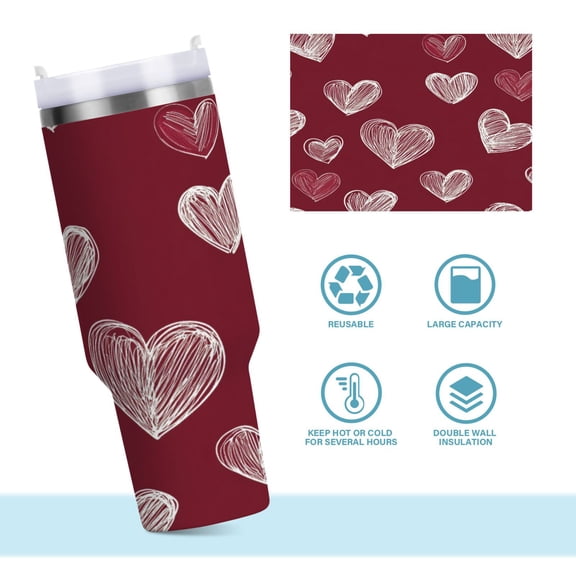 DIXRUYEE Steel Water Bottles Tumbler Creative Timeless Love Sketches Pattern 40oz/30oz