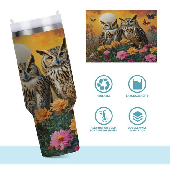 DIXRUYEE Steel Water Bottles Tumbler Creative Whimsical Watchers Pattern 40oz/30oz