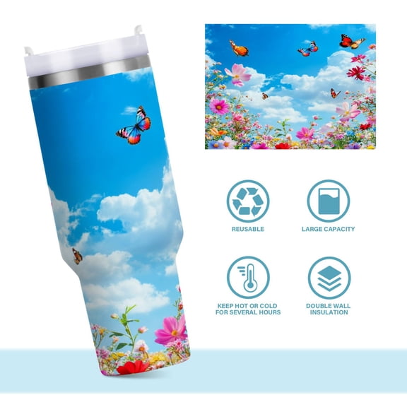 DIXRUYEE Steel Water Bottles Tumbler Creative Whispers Of Spring Pattern 40oz/30oz