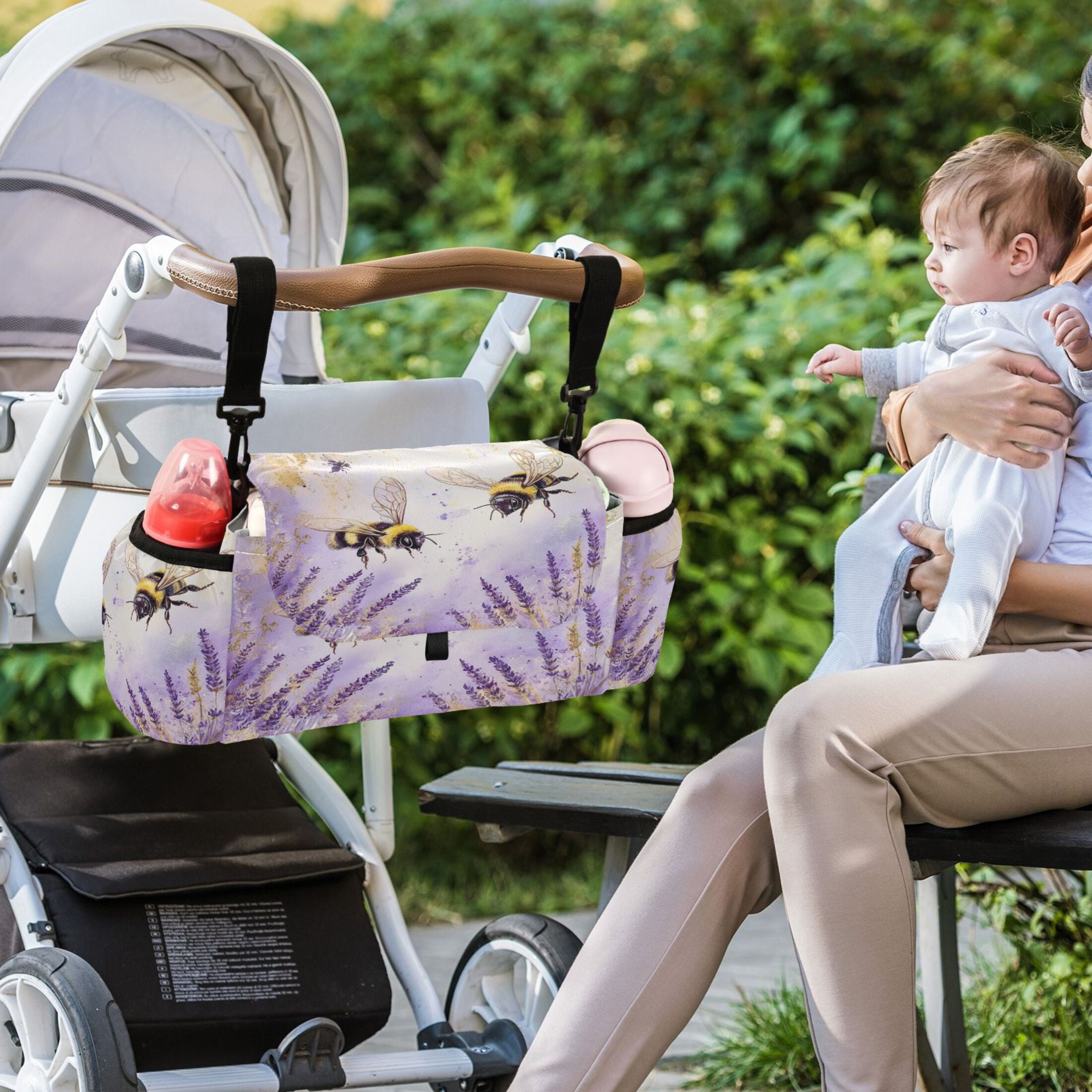 DIXRUYEE Stroller Organizer Buzzing in Bloom Printed