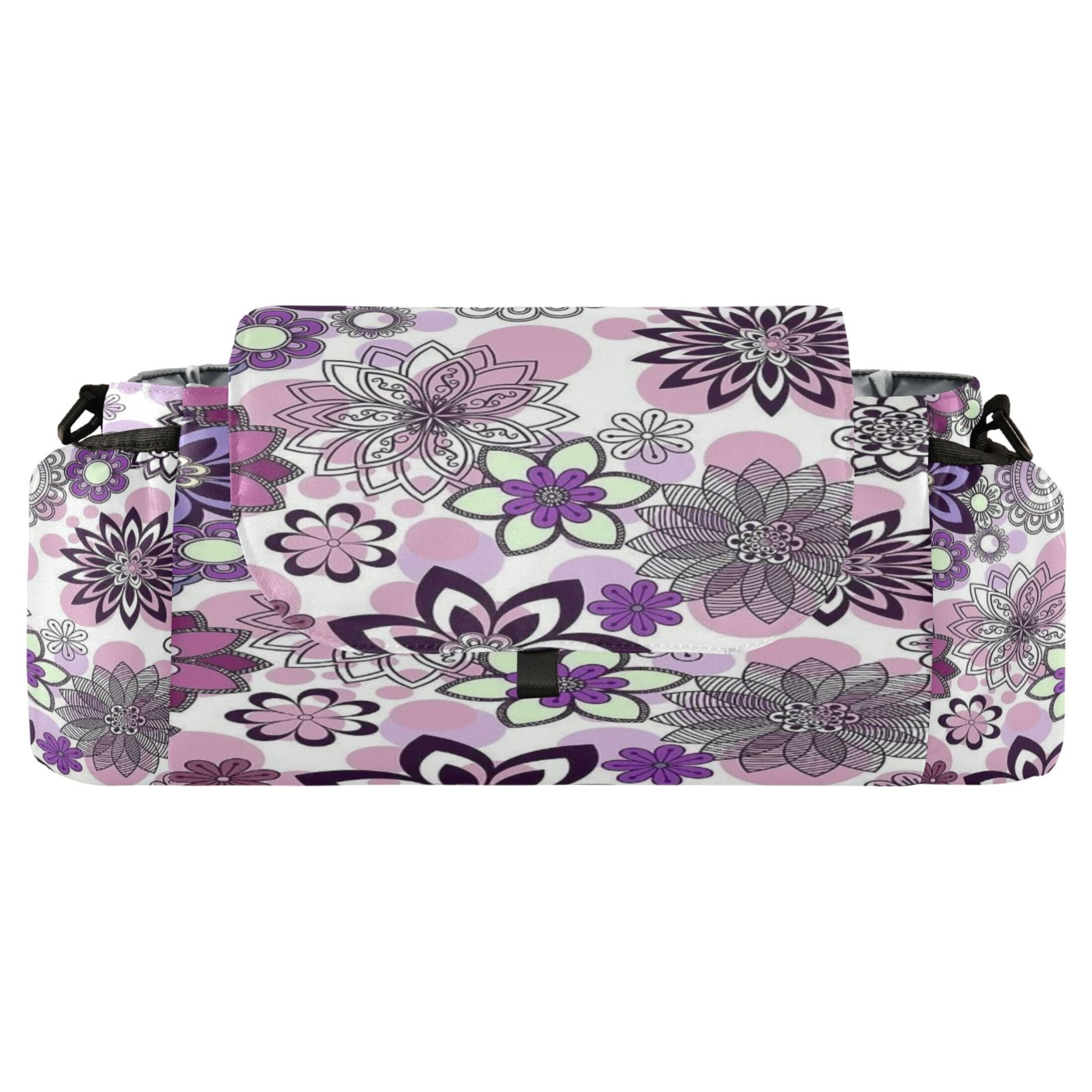 DIXRUYEE Stroller Organizer Circular Garden Of Flowers Printed