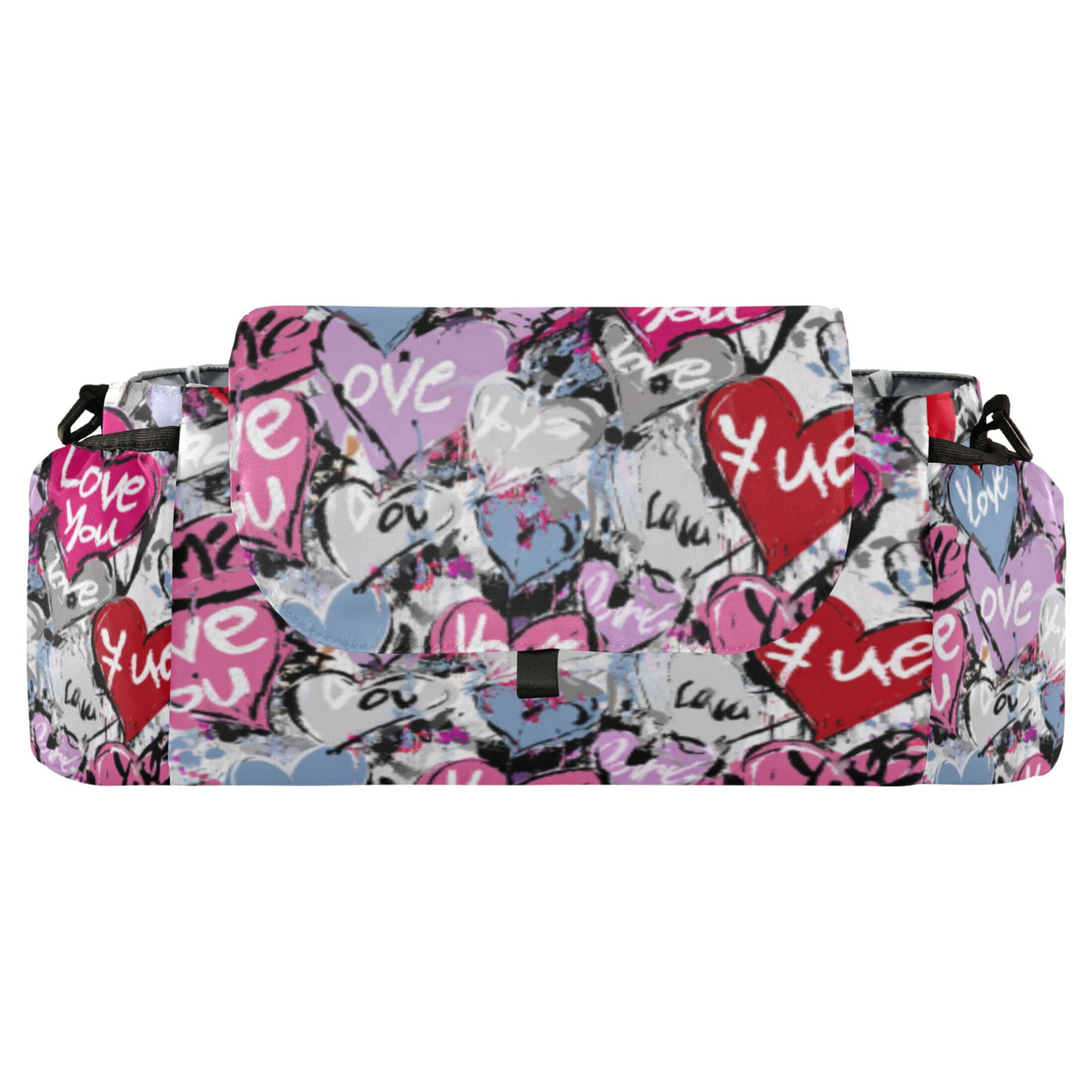 DIXRUYEE Stroller Organizer Colorful Love Hearts Printed